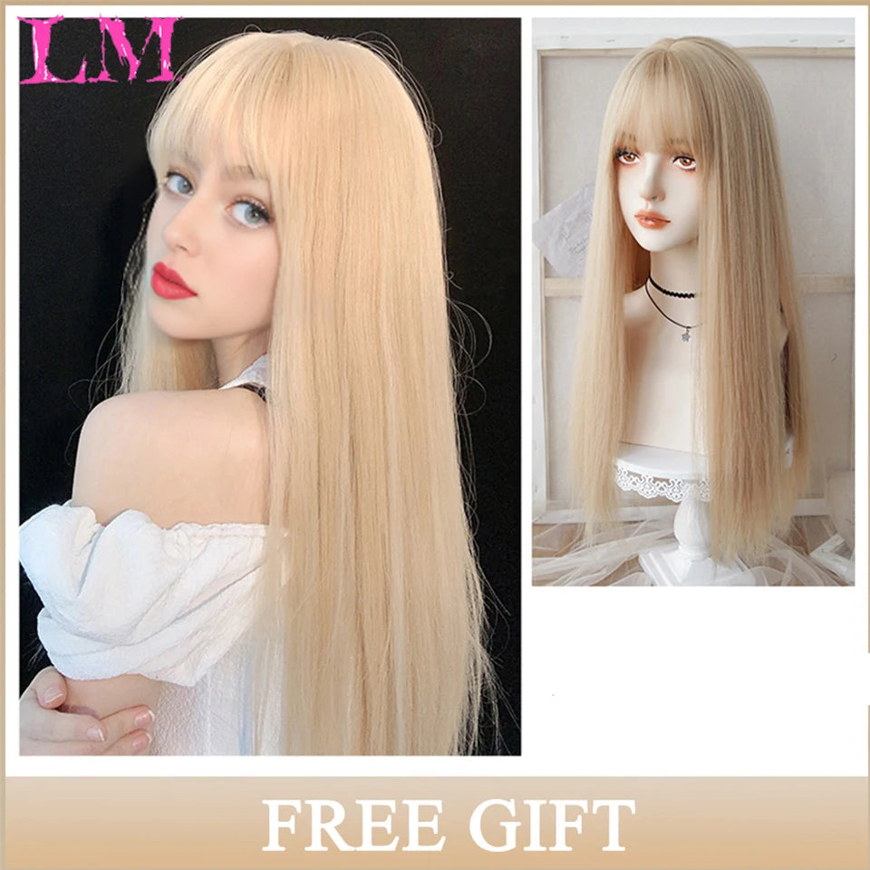 Sakura Xena – Peruca Rosa Liso com Franja | Fibra Sintética Resistente ao Calor para Cosplay Feminino