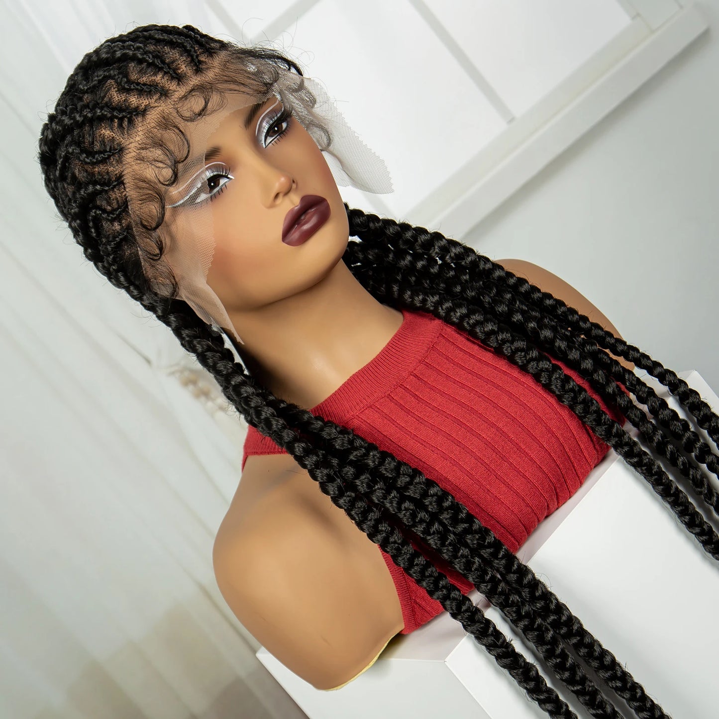 Peruca Trançada Artesanal 90cm - Monica Lace Frontal Sintética Tranças