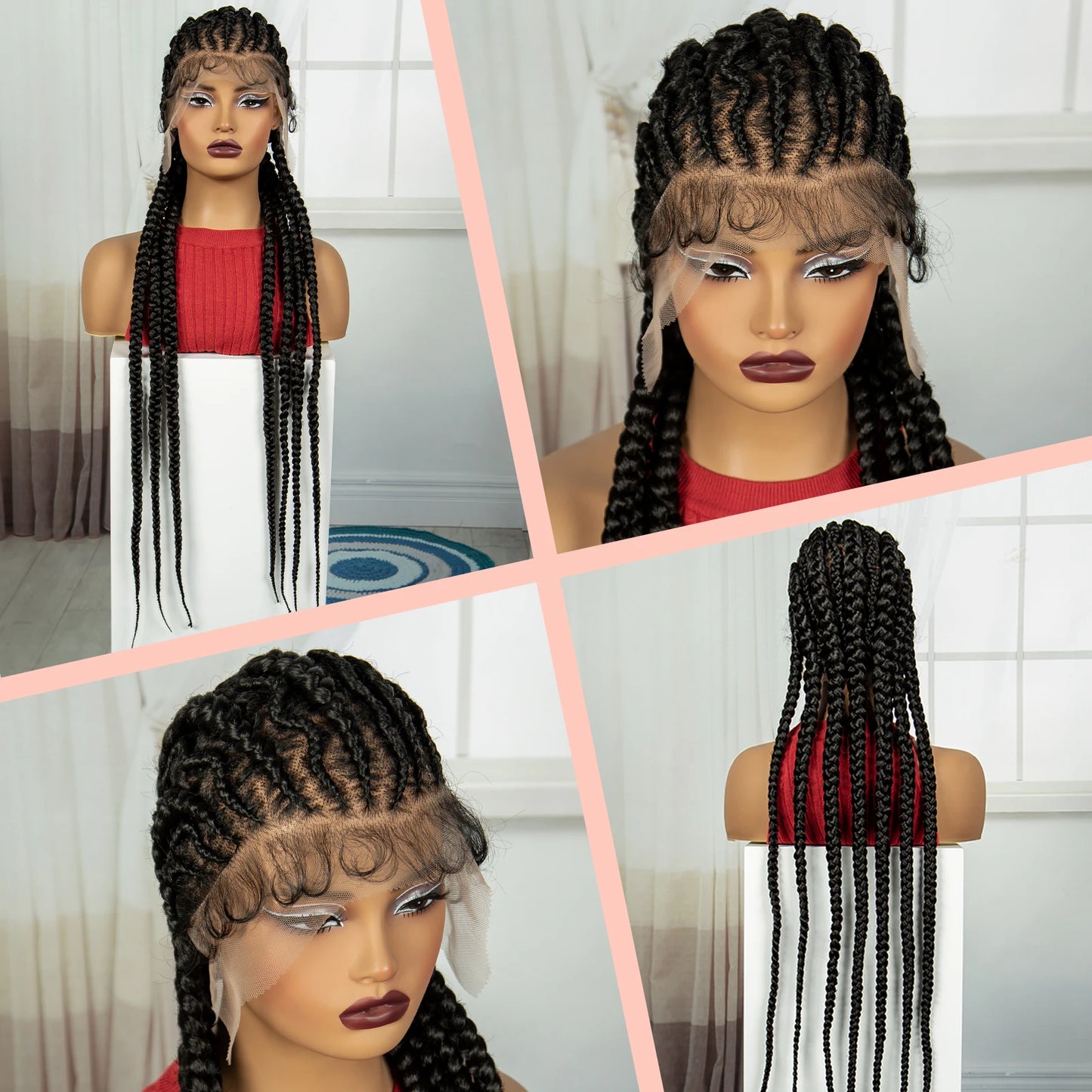 Peruca Trançada Artesanal 90cm - Monica Lace Frontal Sintética Tranças