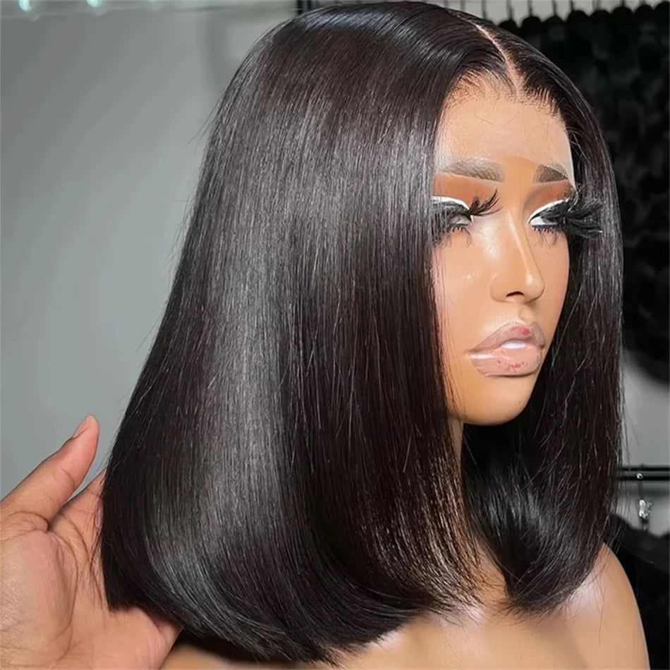 Emilly - Lace wig de Cabelo Humano com Renda Frontal HD Transparente — Pronta para Usar, 13x4, Sem Cola, Estilo Bob Curto Brasileiro