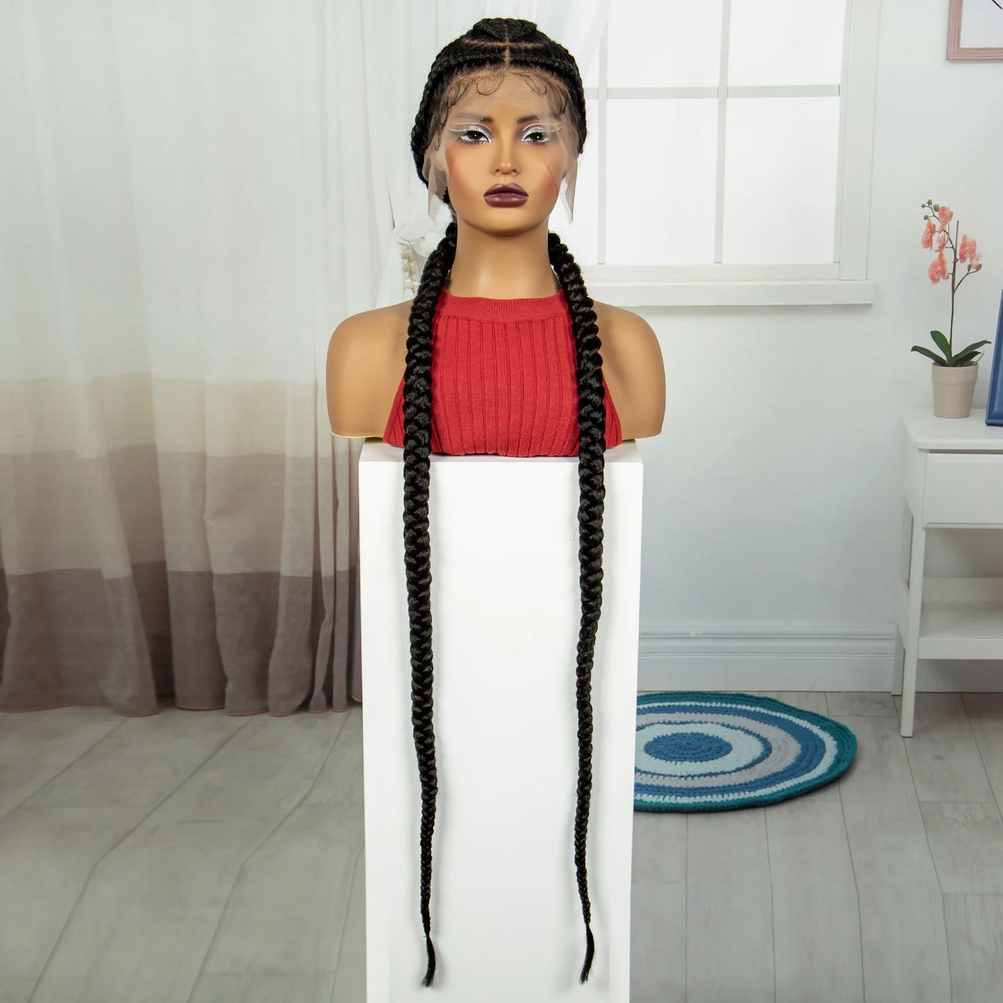 Peruca Trançada Full Lace 120cm - Suellen Tranças Knotless Sintéticas