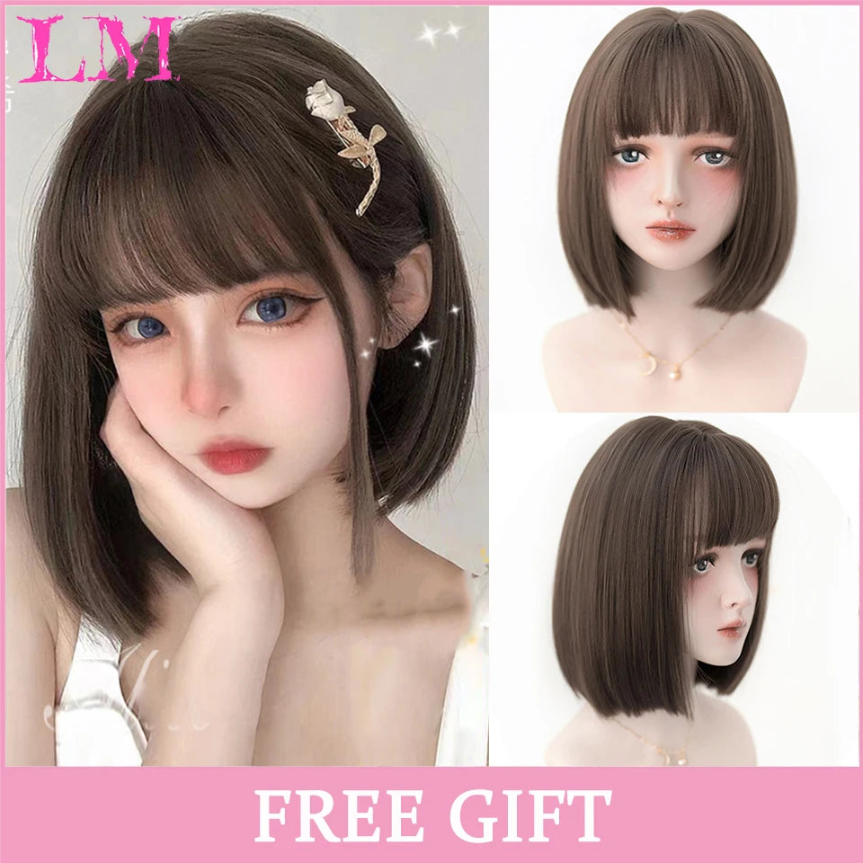 Sakura Xena – Peruca Rosa Liso com Franja | Fibra Sintética Resistente ao Calor para Cosplay Feminino
