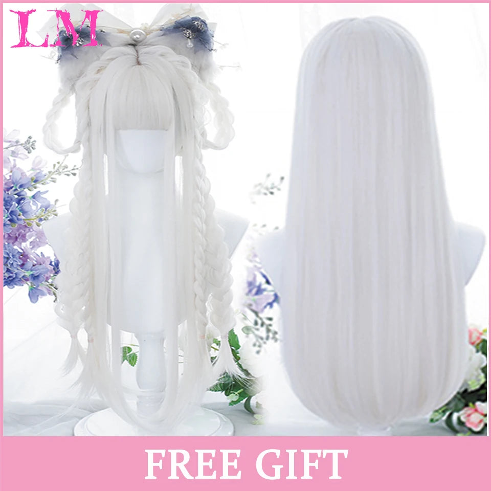 Sakura Xena – Peruca Rosa Liso com Franja | Fibra Sintética Resistente ao Calor para Cosplay Feminino
