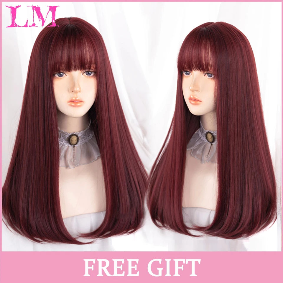 Sakura Xena – Peruca Rosa Liso com Franja | Fibra Sintética Resistente ao Calor para Cosplay Feminino