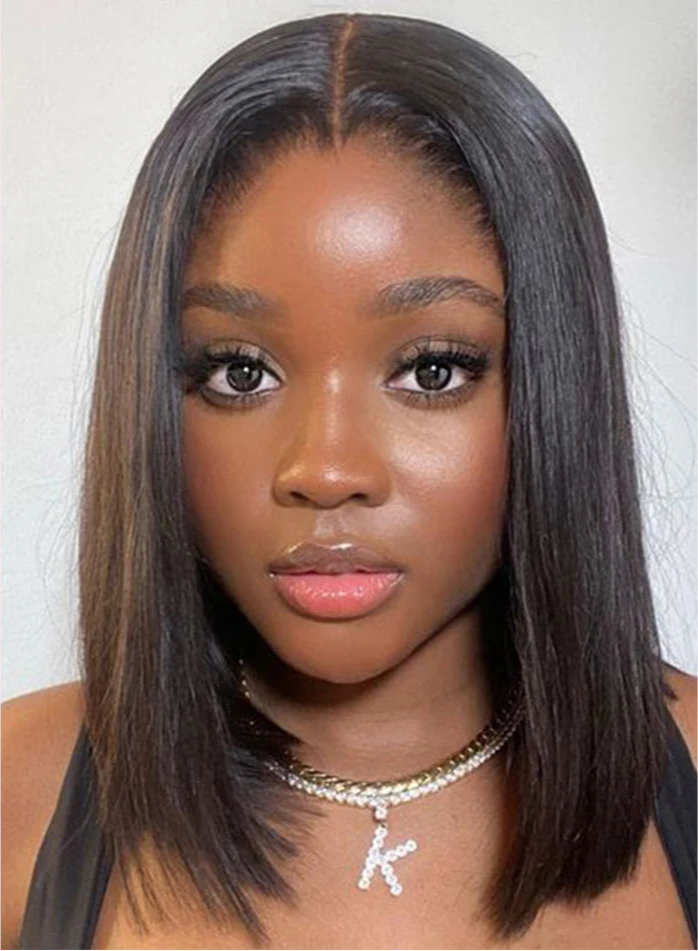Emilly - Lace wig de Cabelo Humano com Renda Frontal HD Transparente — Pronta para Usar, 13x4, Sem Cola, Estilo Bob Curto Brasileiro
