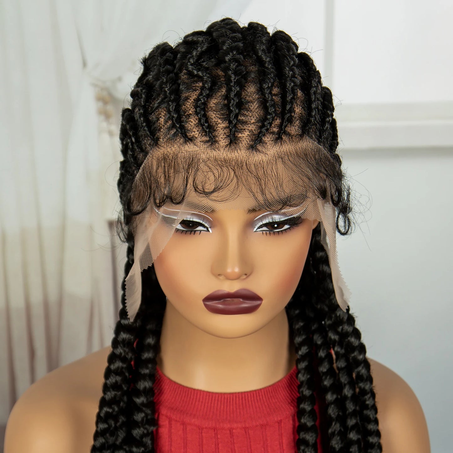 Peruca Trançada Artesanal 90cm - Monica Lace Frontal Sintética Tranças