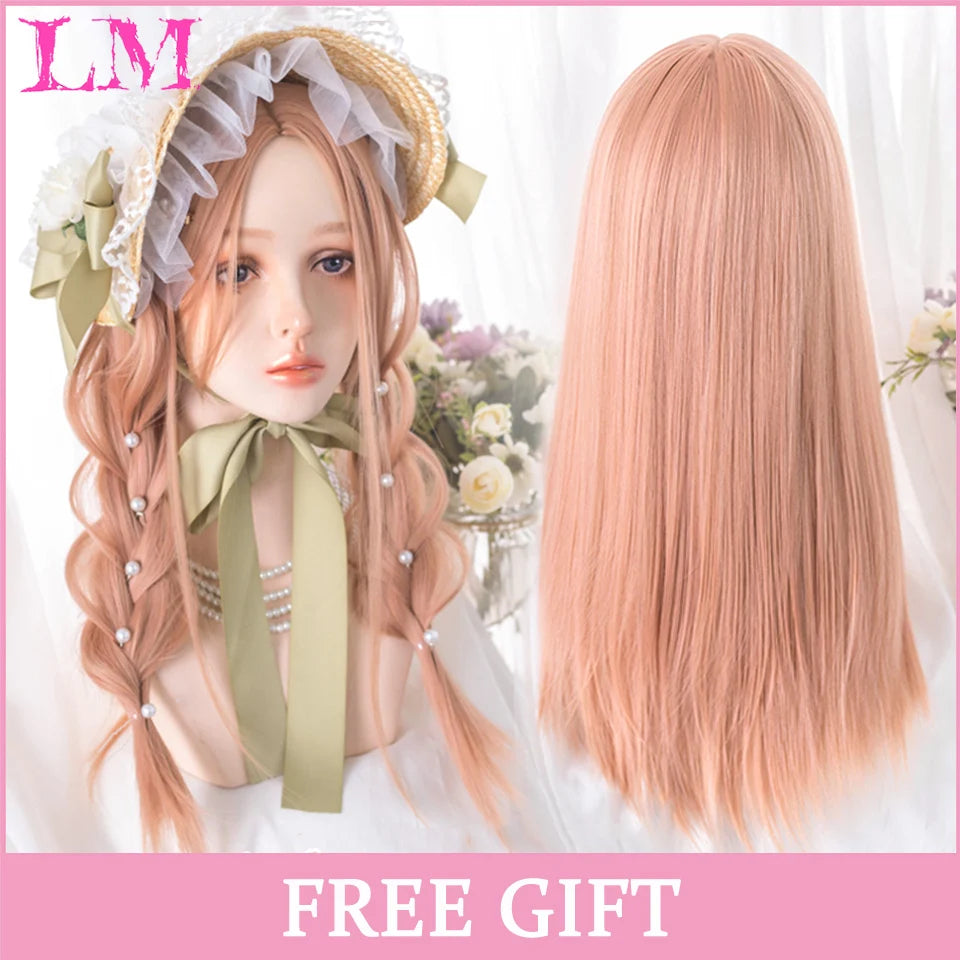 Sakura Xena – Peruca Rosa Liso com Franja | Fibra Sintética Resistente ao Calor para Cosplay Feminino