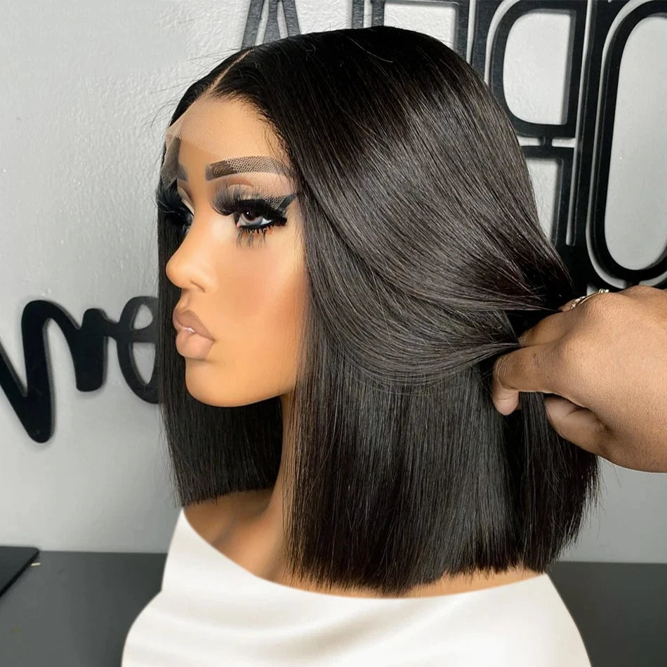 Emilly - Lace wig de Cabelo Humano com Renda Frontal HD Transparente — Pronta para Usar, 13x4, Sem Cola, Estilo Bob Curto Brasileiro