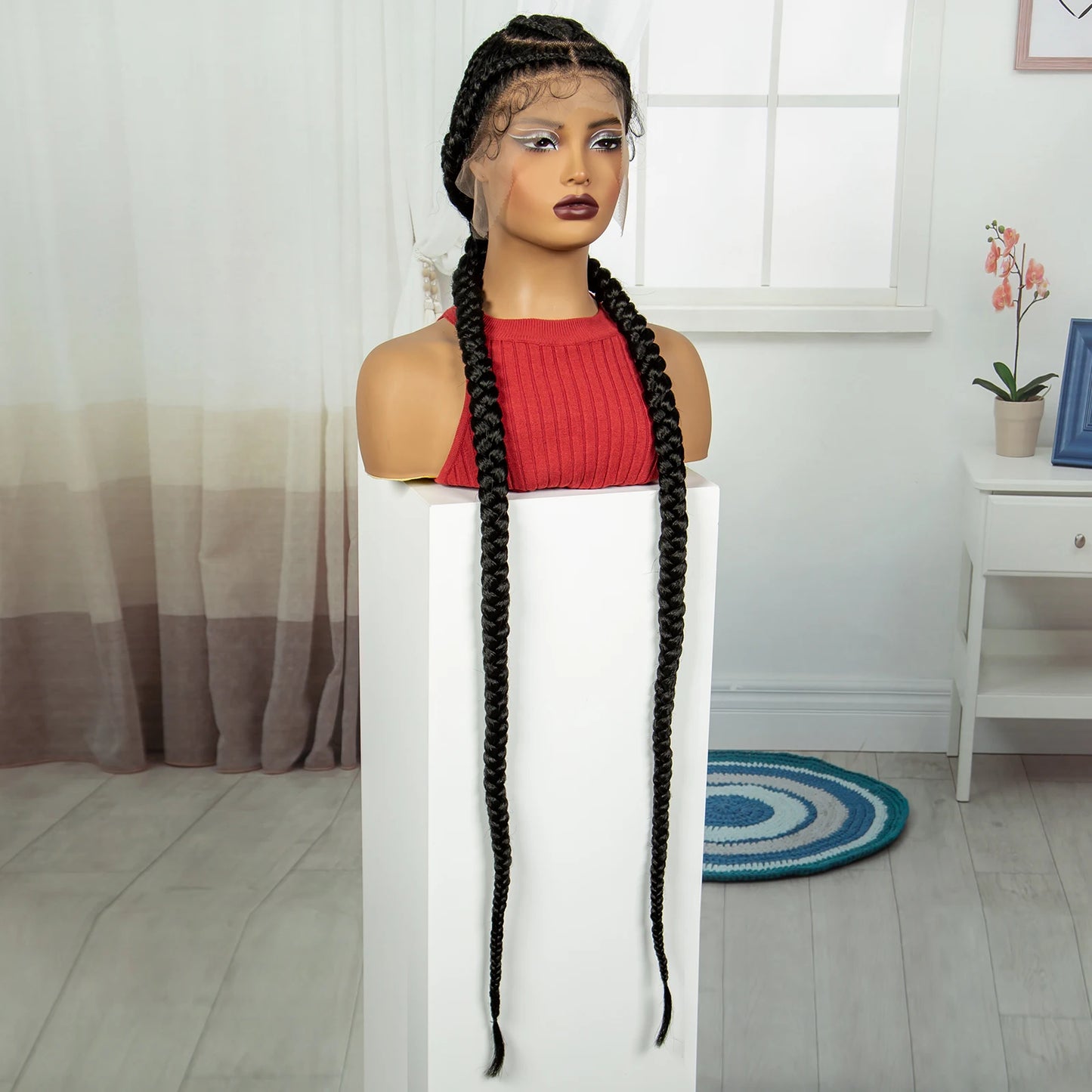 Peruca Trançada Full Lace 120cm - Suellen Tranças Knotless Sintéticas