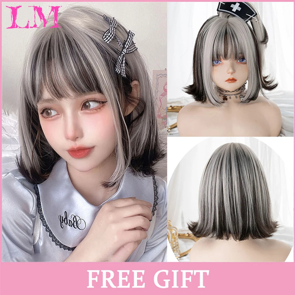 Sakura Xena – Peruca Rosa Liso com Franja | Fibra Sintética Resistente ao Calor para Cosplay Feminino