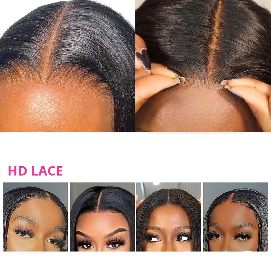 Emilly - Lace wig de Cabelo Humano com Renda Frontal HD Transparente — Pronta para Usar, 13x4, Sem Cola, Estilo Bob Curto Brasileiro