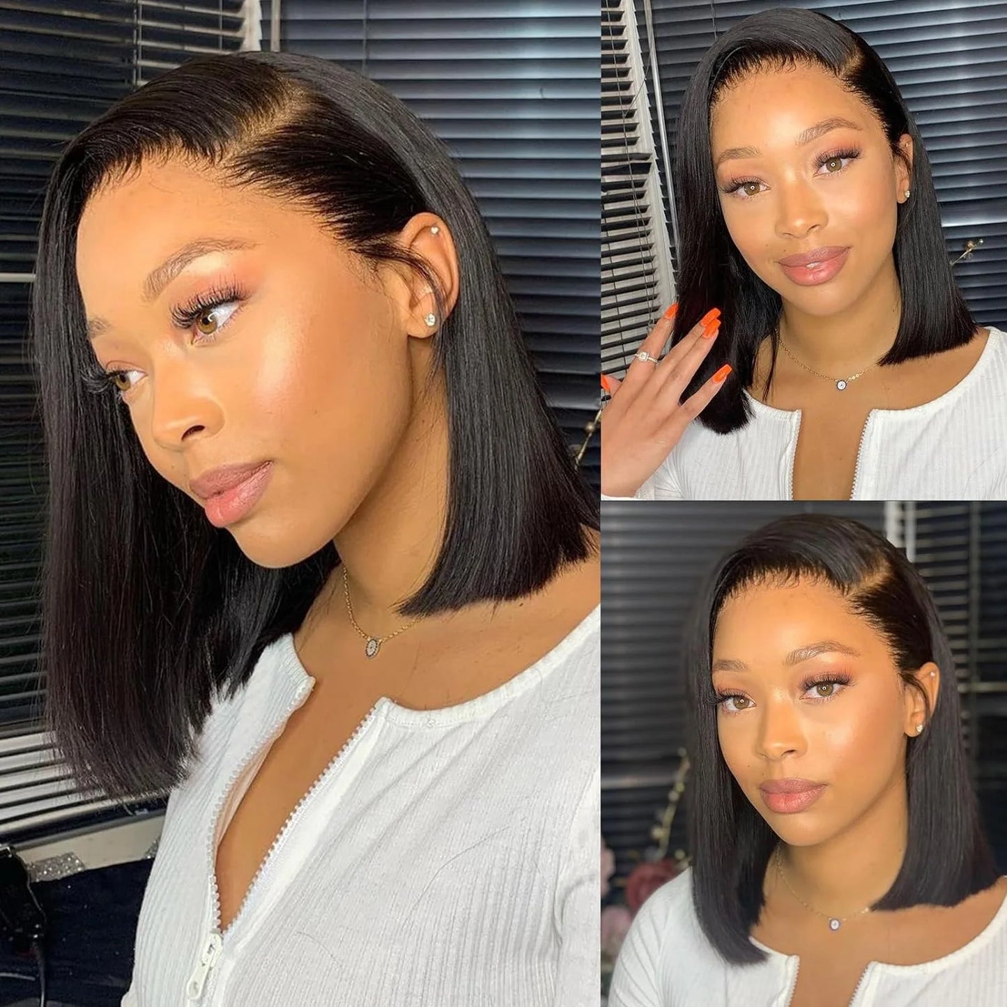 Emilly - Lace wig de Cabelo Humano com Renda Frontal HD Transparente — Pronta para Usar, 13x4, Sem Cola, Estilo Bob Curto Brasileiro