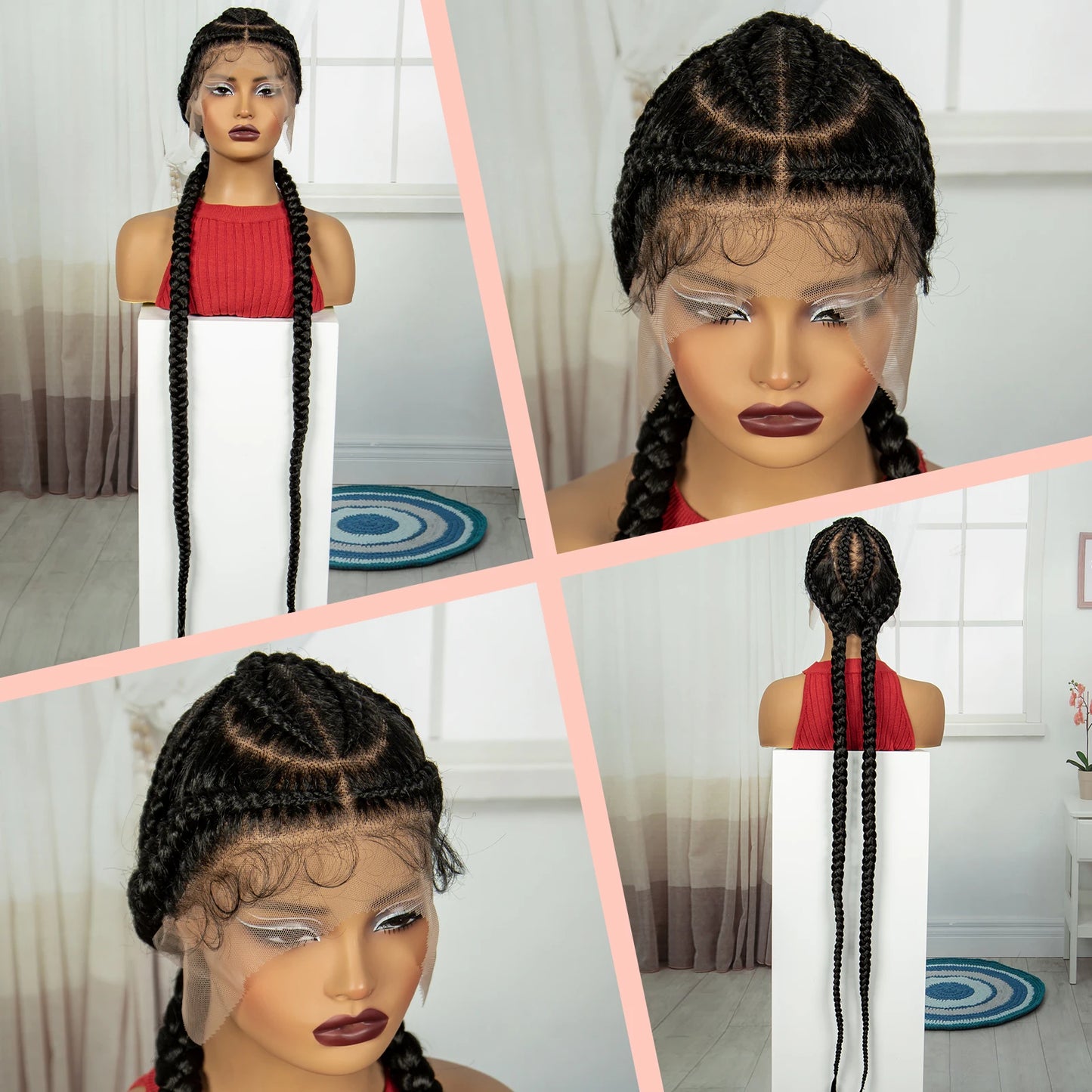 Peruca Trançada Full Lace 120cm - Suellen Tranças Knotless Sintéticas