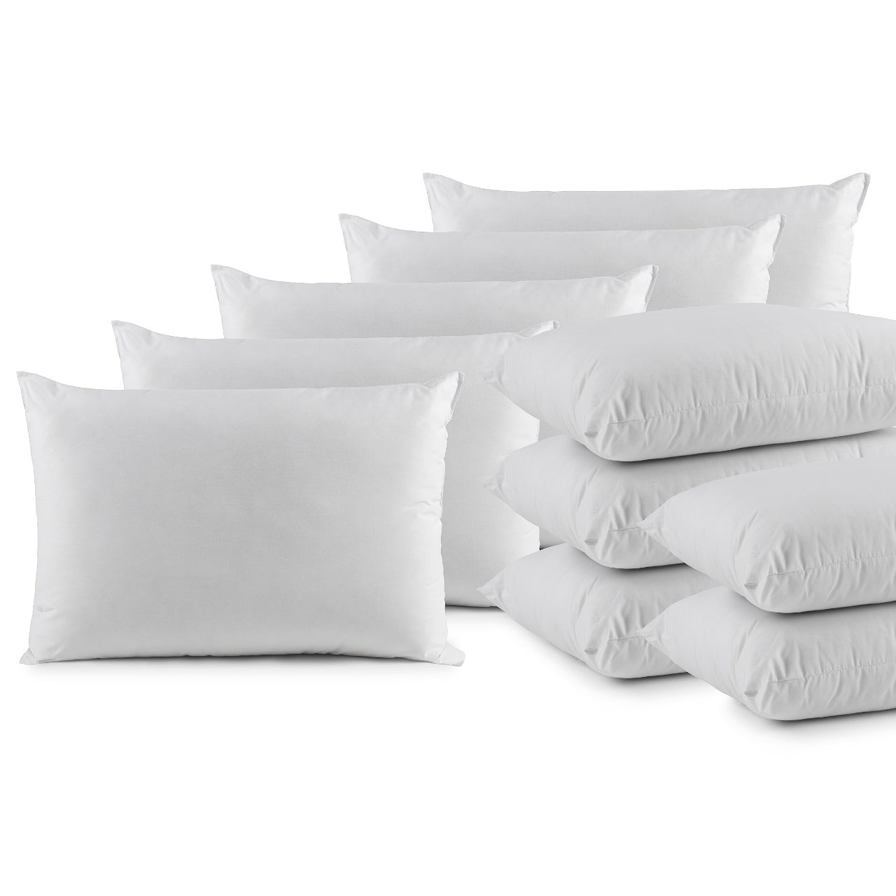 Kit 10 Pçs Travesseiro Pluma de Ganso Sintético Percal 200 Fios 1 Kg