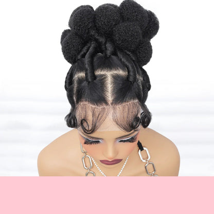 Zuri – Peruca Sintética Bantu Box Braids 11” | Full Lace Curta com Baby Hair Sem Nós