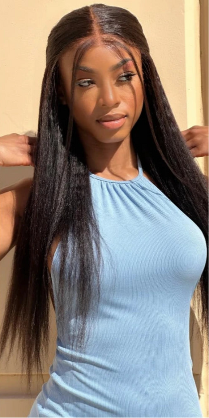 Camila – Lace Front 7x5 | Cabelo Humano Yaki, Sem Cola, Pré-Cortada & Pronta para Uso