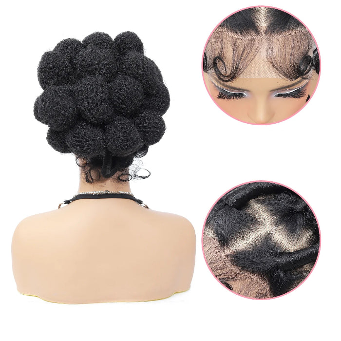 Zuri – Peruca Sintética Bantu Box Braids 11” | Full Lace Curta com Baby Hair Sem Nós