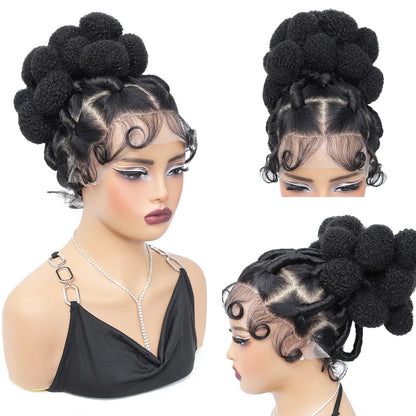 Zuri – Peruca Sintética Bantu Box Braids 11” | Full Lace Curta com Baby Hair Sem Nós