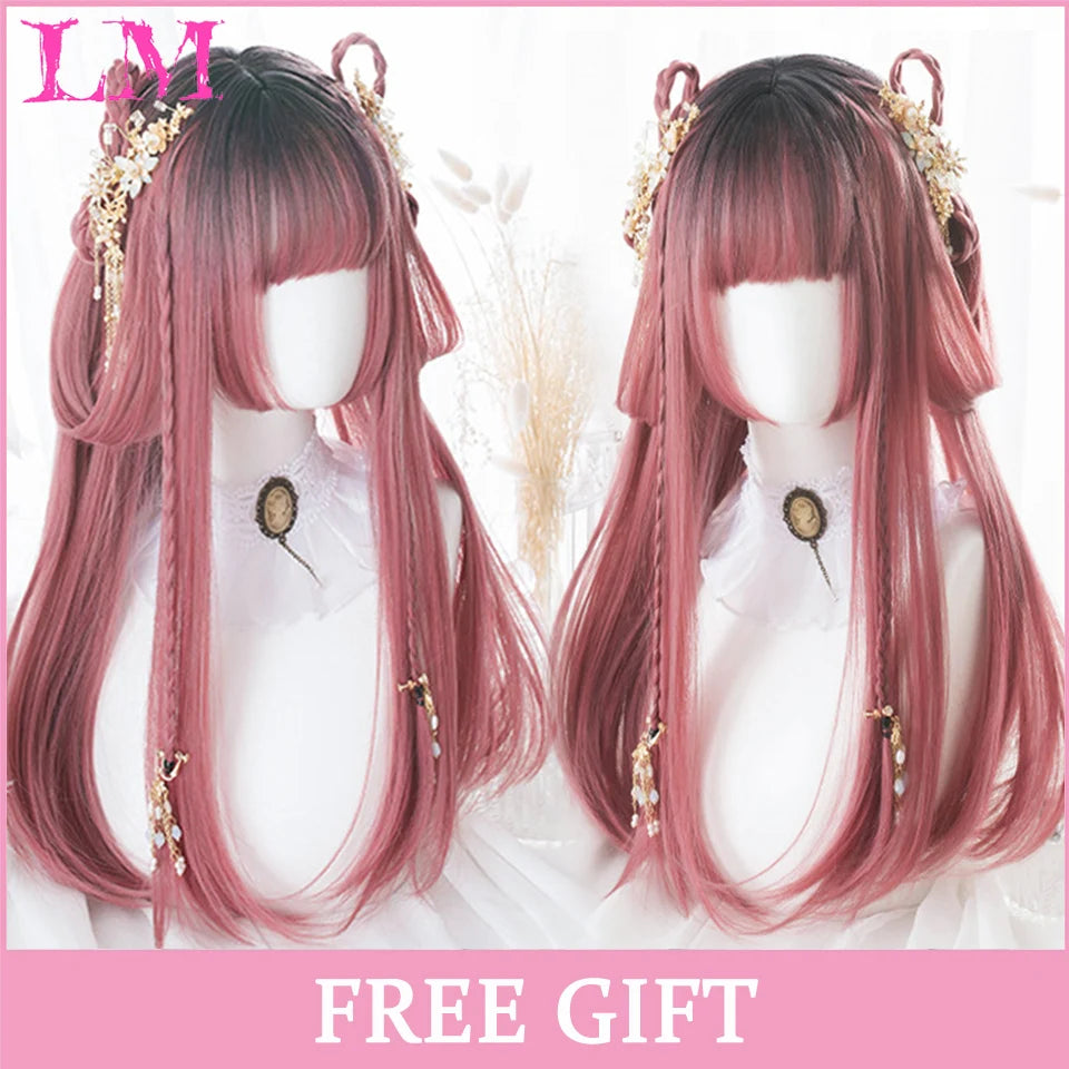 Sakura Nike – Peruca Rosa Liso com Franja | Fibra Sintética Resistente ao Calor para Cosplay Feminino