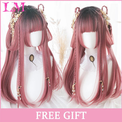 Sakura Xena – Peruca Rosa Liso com Franja | Fibra Sintética Resistente ao Calor para Cosplay Feminino