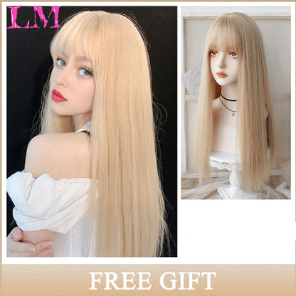 Sakura Xena – Peruca Rosa Liso com Franja | Fibra Sintética Resistente ao Calor para Cosplay Feminino
