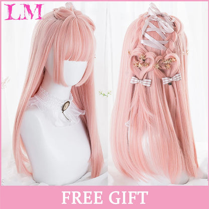 Sakura Nike – Peruca Rosa Liso com Franja | Fibra Sintética Resistente ao Calor para Cosplay Feminino