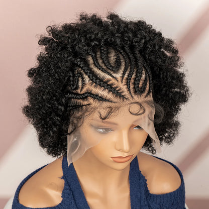 Peruca Afro Cacheada Curta 15cm - Jô Full Lace Sintética com Tranças
