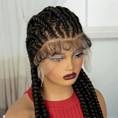 Peruca Trançada Artesanal 90cm - Monica Lace Frontal Sintética Tranças