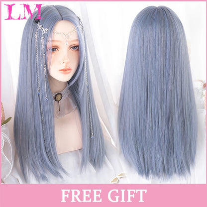 Sakura Xena – Peruca Rosa Liso com Franja | Fibra Sintética Resistente ao Calor para Cosplay Feminino