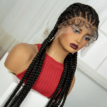 Peruca Trançada Artesanal 90cm - Monica Lace Frontal Sintética Tranças