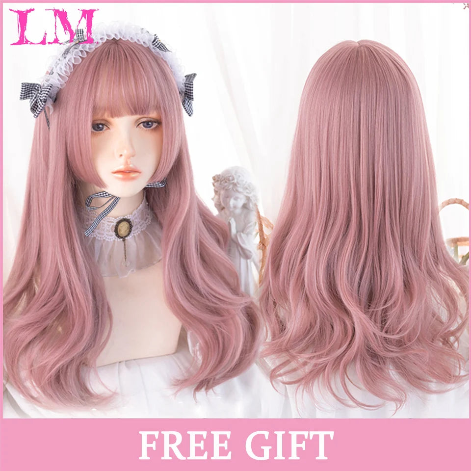 Sakura Xena – Peruca Rosa Liso com Franja | Fibra Sintética Resistente ao Calor para Cosplay Feminino