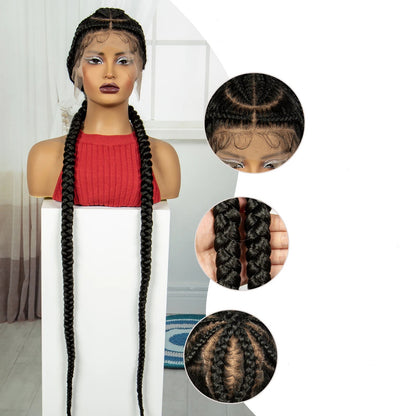 Peruca Trançada Full Lace 120cm - Suellen Tranças Knotless Sintéticas