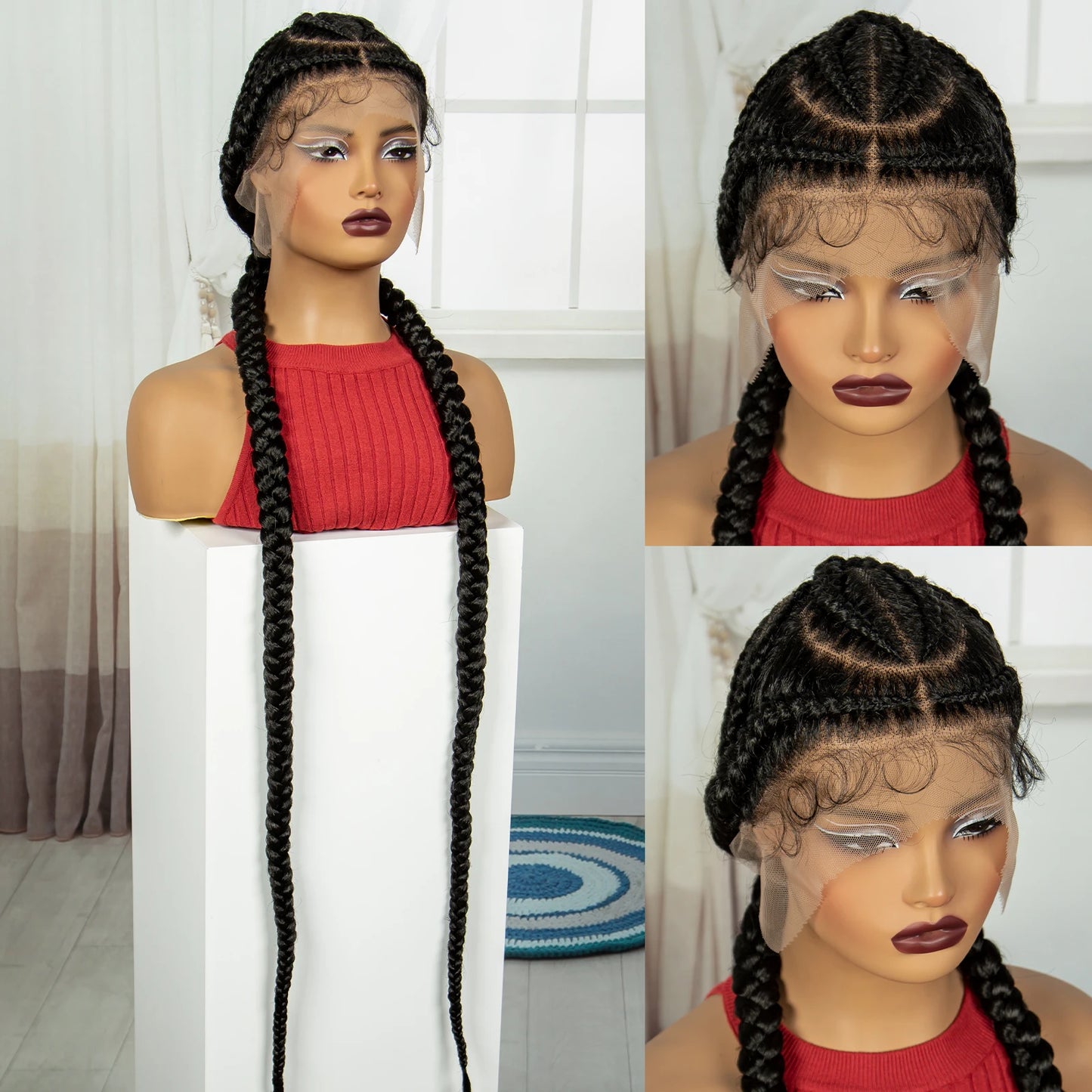 Peruca Trançada Full Lace 120cm - Suellen Tranças Knotless Sintéticas