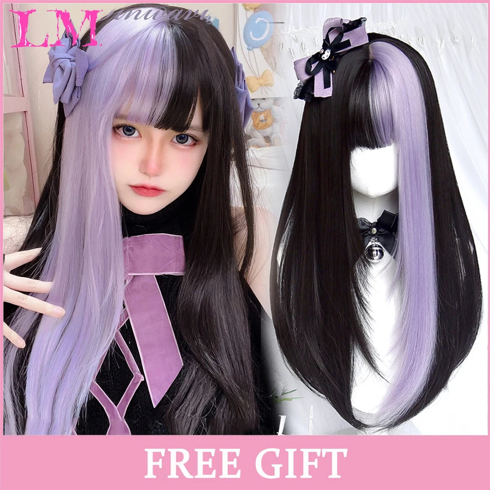 Sakura Xena – Peruca Rosa Liso com Franja | Fibra Sintética Resistente ao Calor para Cosplay Feminino