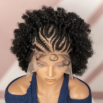 Peruca Afro Cacheada Curta 15cm - Jô Full Lace Sintética com Tranças