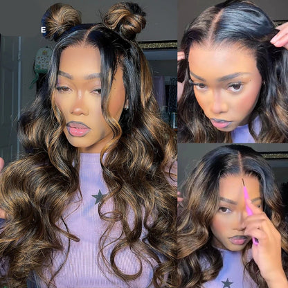 Peruca Isabella —  Hair 7x5 adeus Cola, Balayage Marrom, Onda Corporal, Cabelo Humano 150%
