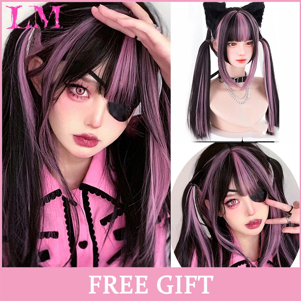 Sakura Nike – Peruca Rosa Liso com Franja | Fibra Sintética Resistente ao Calor para Cosplay Feminino