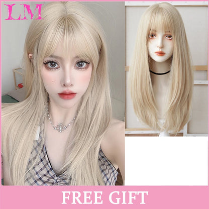 Sakura Xena – Peruca Rosa Liso com Franja | Fibra Sintética Resistente ao Calor para Cosplay Feminino