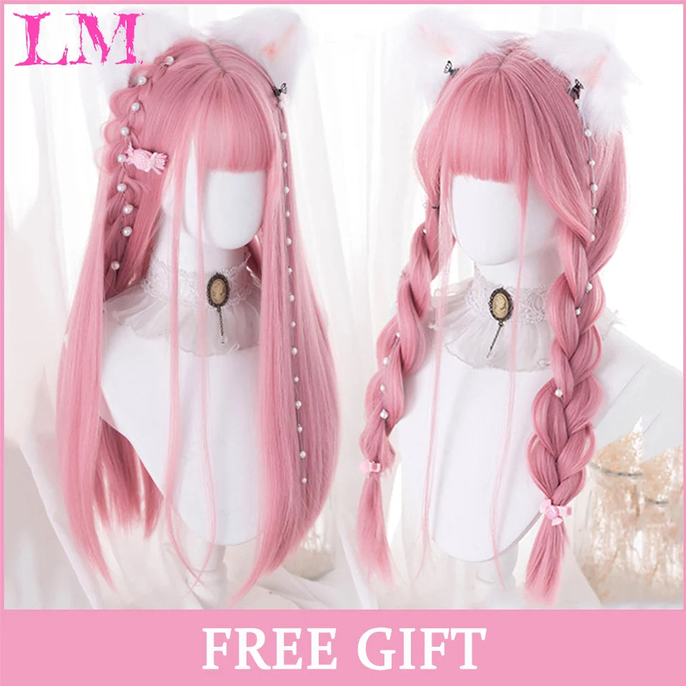 Sakura Nike – Peruca Rosa Liso com Franja | Fibra Sintética Resistente ao Calor para Cosplay Feminino