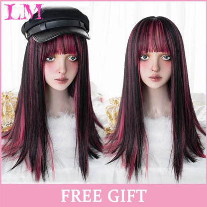Sakura Xena – Peruca Rosa Liso com Franja | Fibra Sintética Resistente ao Calor para Cosplay Feminino
