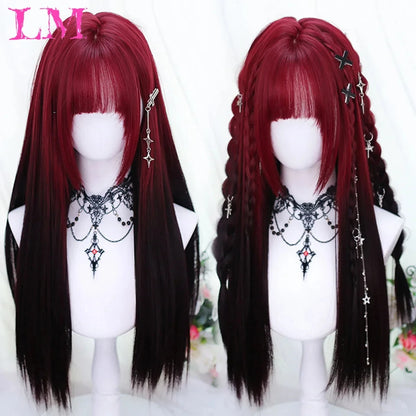 Sakura Xena – Peruca Rosa Liso com Franja | Fibra Sintética Resistente ao Calor para Cosplay Feminino