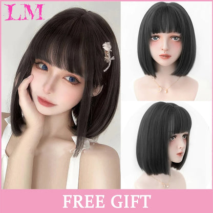 Sakura Xena – Peruca Rosa Liso com Franja | Fibra Sintética Resistente ao Calor para Cosplay Feminino