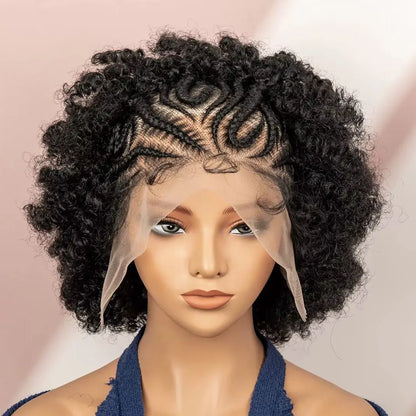 Peruca Afro Cacheada Curta 15cm - Jô Full Lace Sintética com Tranças