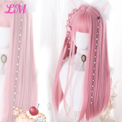 Sakura Nike – Peruca Rosa Liso com Franja | Fibra Sintética Resistente ao Calor para Cosplay Feminino