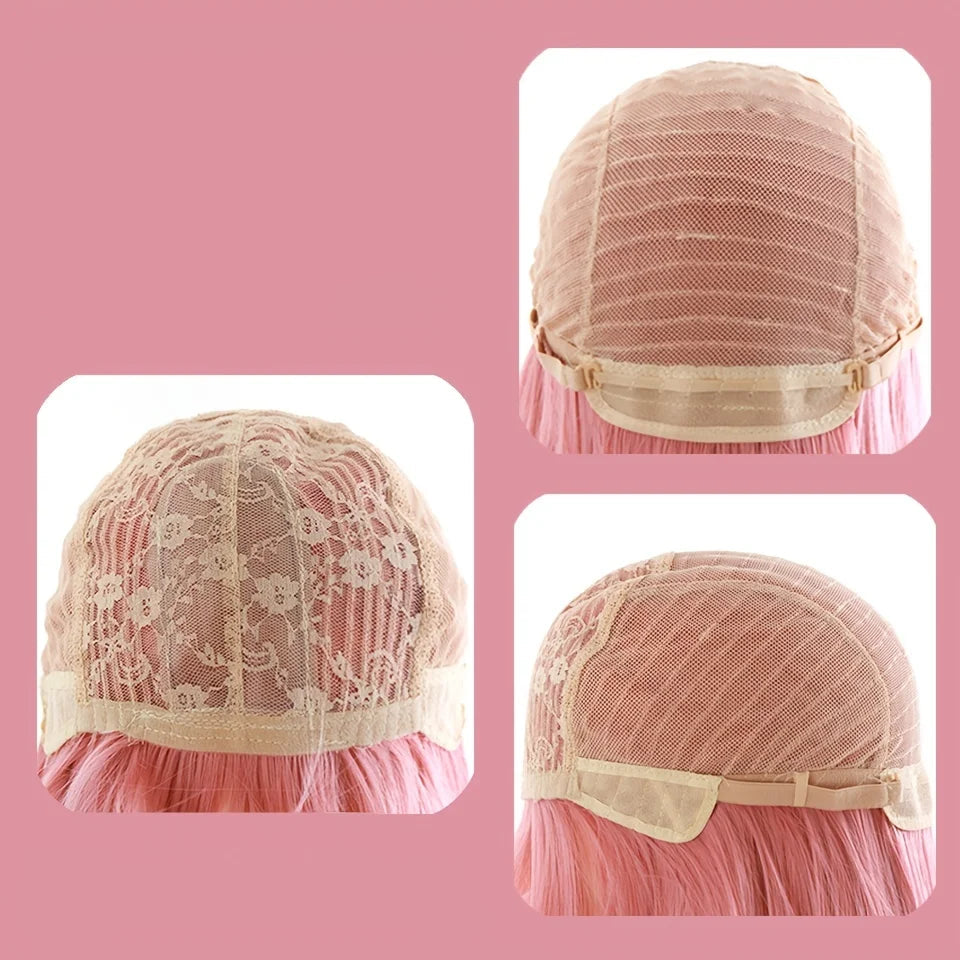 Sakura Nike – Peruca Rosa Liso com Franja | Fibra Sintética Resistente ao Calor para Cosplay Feminino