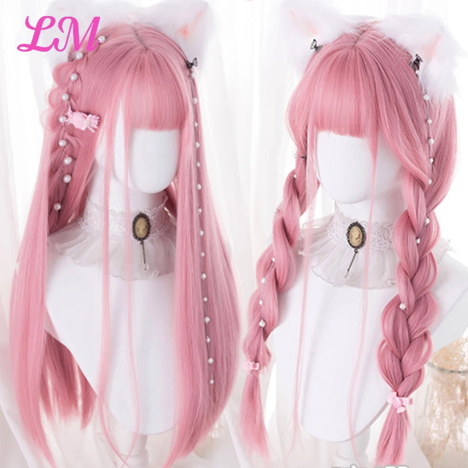 Sakura Nike – Peruca Rosa Liso com Franja | Fibra Sintética Resistente ao Calor para Cosplay Feminino