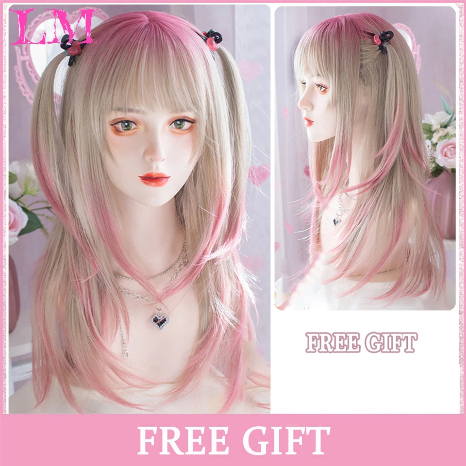Sakura Nike – Peruca Rosa Liso com Franja | Fibra Sintética Resistente ao Calor para Cosplay Feminino