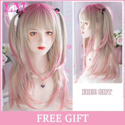 Sakura Xena – Peruca Rosa Liso com Franja | Fibra Sintética Resistente ao Calor para Cosplay Feminino