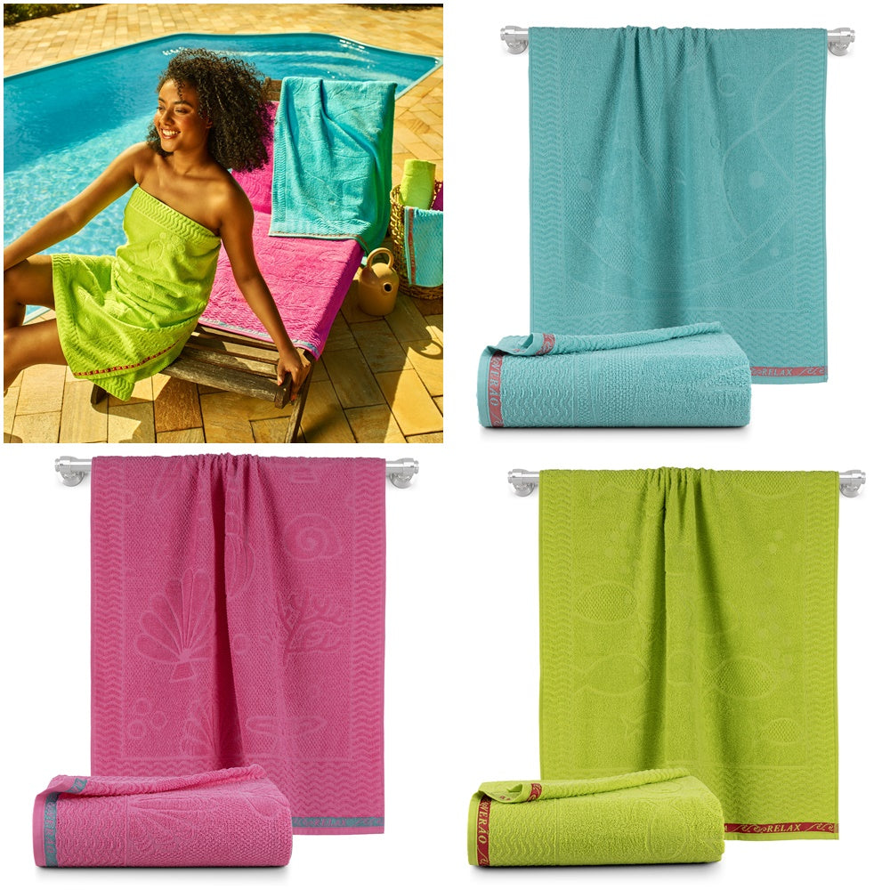 Kit 2 Pçs Toalha de Banho para Praia e Piscina Beach